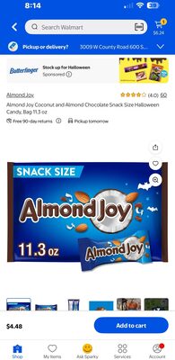 Almond Joy Coconut and Almond Chocolate Snack Size Halloween Candy